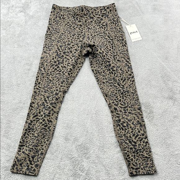 NEW PACT S Organic Cotton‎ Side Pockets Brown Animal Print Spot Scales Leggings - Picture 1 of 10